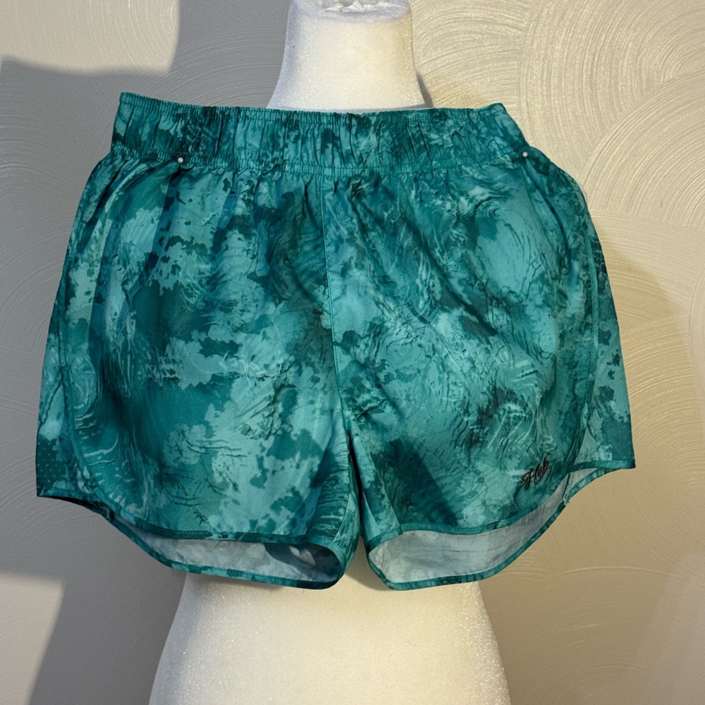 Huk Teal Marble-Print Women’s Athletic Shorts